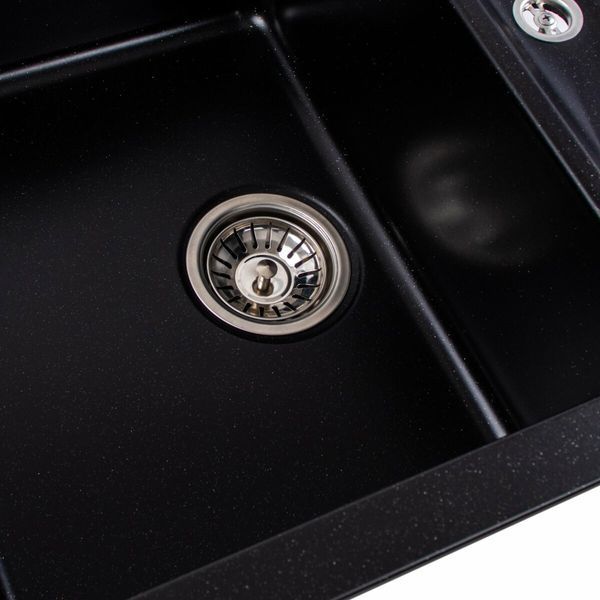 Гранітна мийка для кухні Platinum 7850 TROYA матова Чорний металік