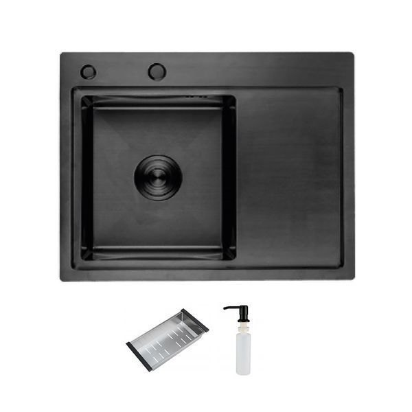Кухонна мийка ITAL HD6350L, 630x500мм, нержавіюча сталь, ліва, чорний