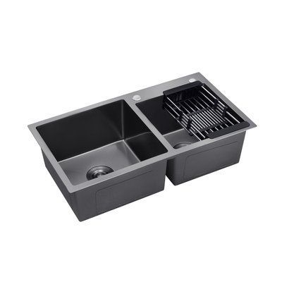 Кухонна мийка Kroner KRP Schwarze - 7843ZHM PVD (2.5/0.5 мм)