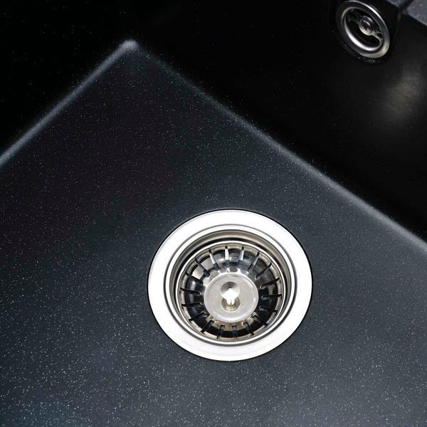 Гранітна мийка для кухні Platinum матова 5851 ARIA Чорний металік