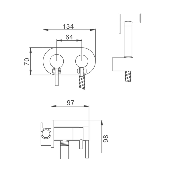 Гігієнічний душ Frap F7508 з приладовим краном 1/2", хром