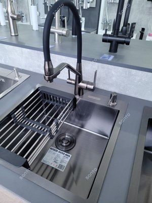 Комплект в кольорі Графіт Мийка 5050 + змішувач+ дозатор+ корзинка