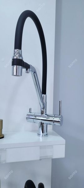 Змішувач для кухні Gappo G4398-80 під осмос магнітне кріплення Чорний/Хром