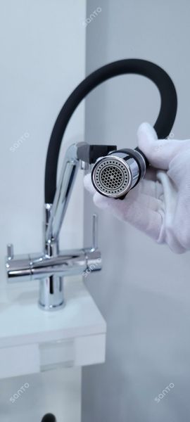 Змішувач для кухні Gappo G4398-80 під осмос магнітне кріплення Чорний/Хром