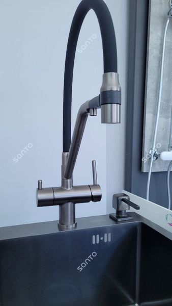 Змішувач для кухні Графіт Gappo G4398-89 під фільтр з магнітним кріпленням