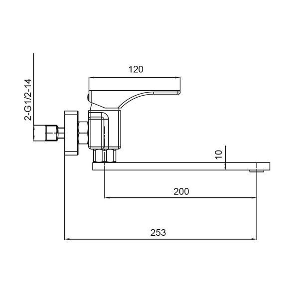 Смеситель для кухни настенный Koer KB-73010-05 (Цвет черный) (KR3491)