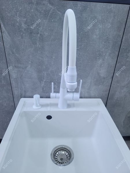 Змішувач для кухні на дві води Frap F4374-8, білий