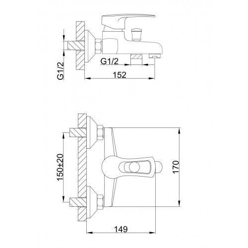 Змішувач для ванни Frap H701 F30701-B, хром