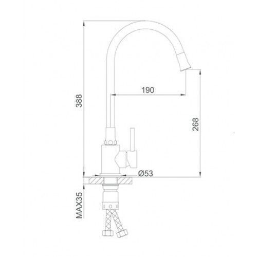 Змішувач для кухні Frap H994 F40994-6 з гнучким виливом, чорний