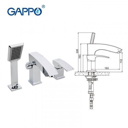 Змішувач для ванни на борт GAPPO Jacob G1107, хром