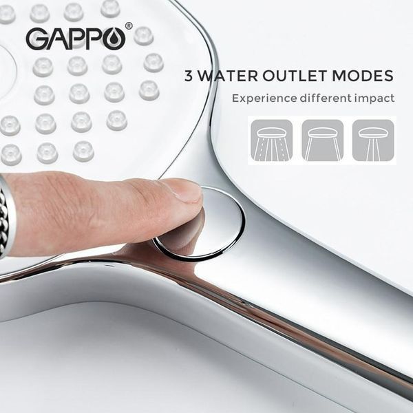 Ручний душ GAPPO G001, 3-режим, білий/хром