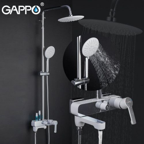 Душова система GAPPO G2402-8, вилив - перемикач на лійку, білий/хром