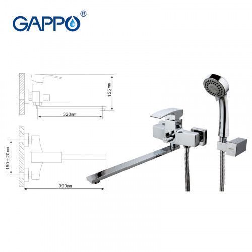 Змішувач для ванни GAPPO G2207, хром