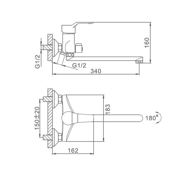 Змішувач для ванни FRAP&nbsp;F22063 з довгим виливом, латунь, хром