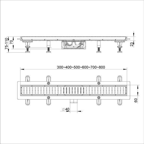 Душовий трап ITAL IT13-FT10/500, 500х70х67мм