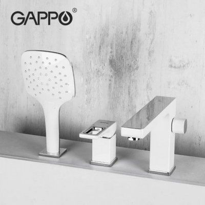 Змішувач для ванни на борт GAPPO G1117-8, білий/хром