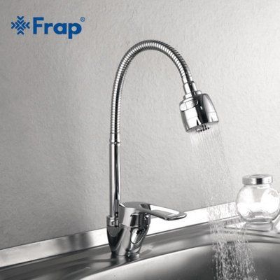 Змішувач для кухні Frap H701 F43701-B з гнучким виливом, хром