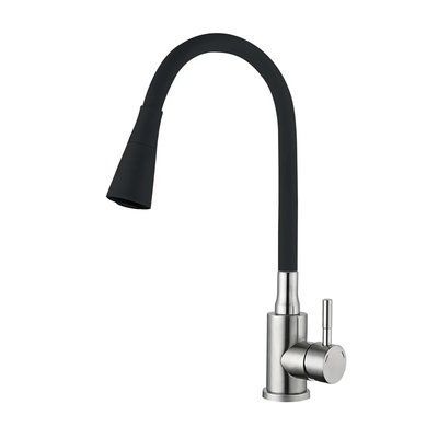 EKO4Y-01B кухня одноваж. силікон. вилив 2-х реж.нерж. сталь гайка &Oslash;35 (black) {10/1}