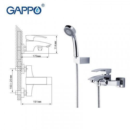 Змішувач для ванни GAPPO Jacob G3007, хром
