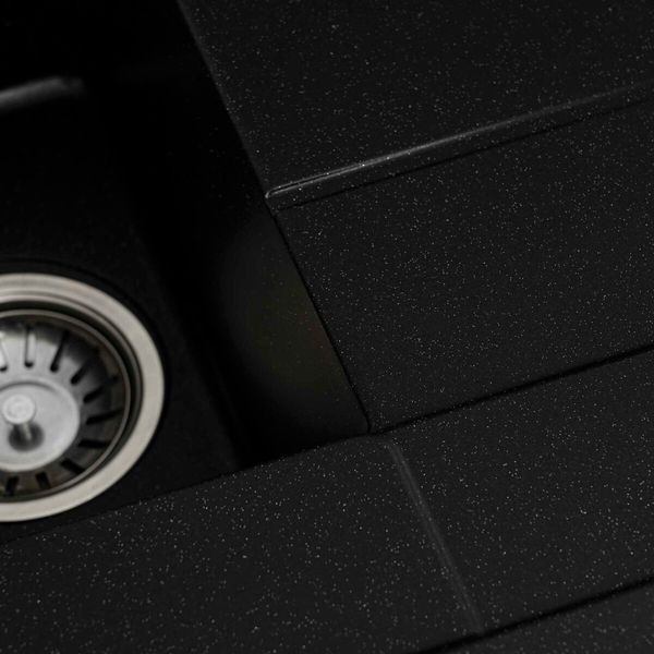 Гранітна мийка для кухні Platinum 7850W TOSKANA матова Чорний металік