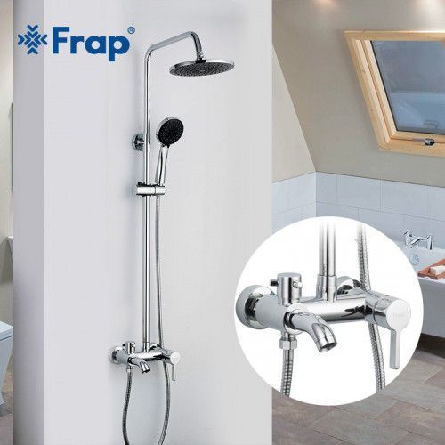 Душева система з верхнім душем Frap F2416, вилив, лійка 3 режими, хром