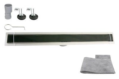 Трап душ. OCEAN 4 із нерж. сталі 70*900мм (Glass Black) 5шт