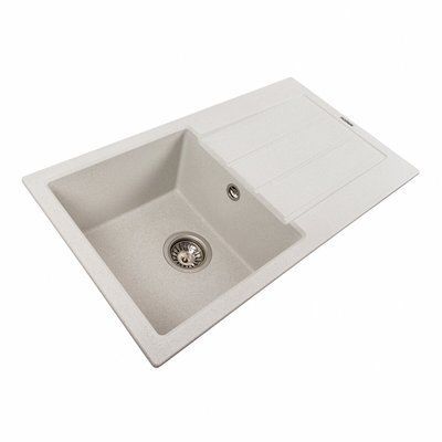Гранітна мийка для кухні Platinum 7843 SOLID матова Біла в крапку