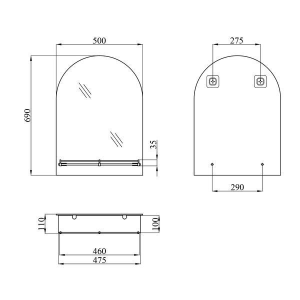 Зеркало Kroner KRM Belantis - ACS703 с полкой