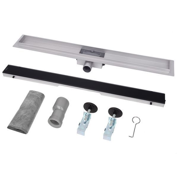 Трап для душу ITAL IT02-FT24/700, 700 мм, загартоване скло, Black Glossy