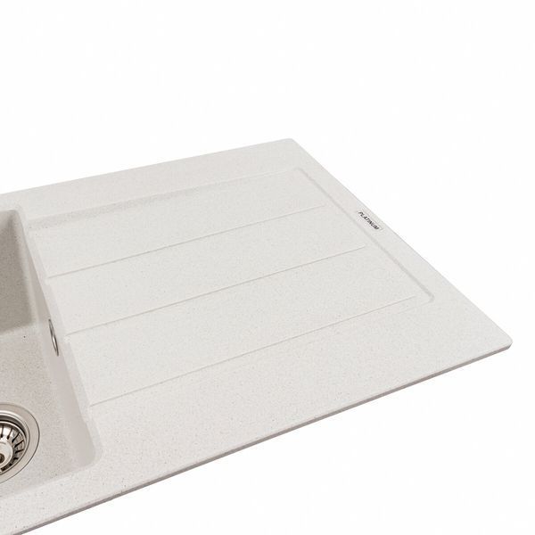 Гранітна мийка для кухні Platinum 7843 SOLID матова Біла в крапку