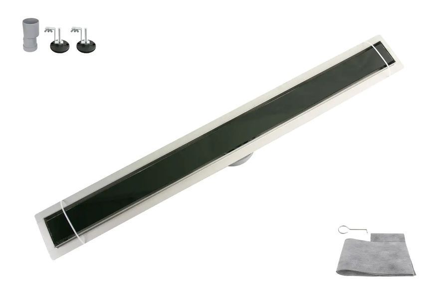 Трап душ. OCEAN 4 із нерж. сталі 70*900мм (Glass Black) 5шт