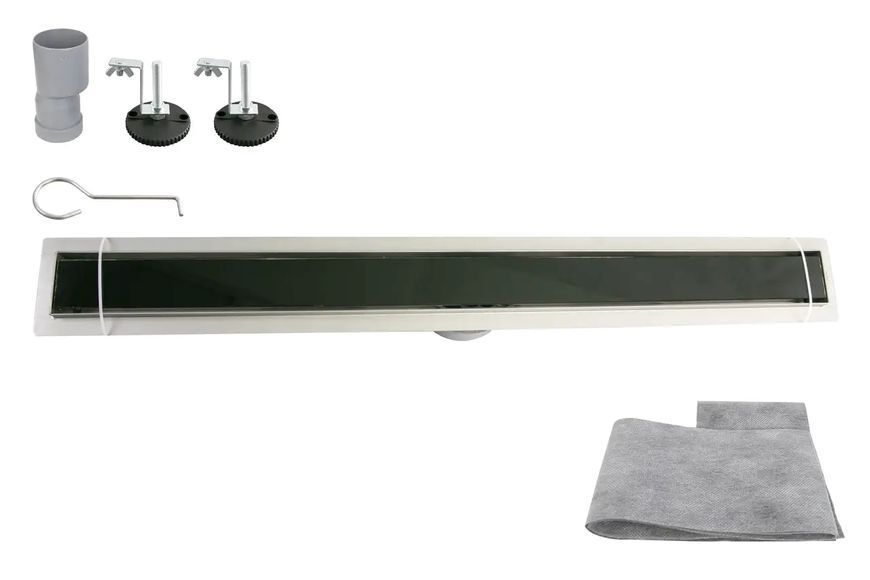 Трап душ. OCEAN 4 із нерж. сталі 70*800мм (Glass Black) 5шт