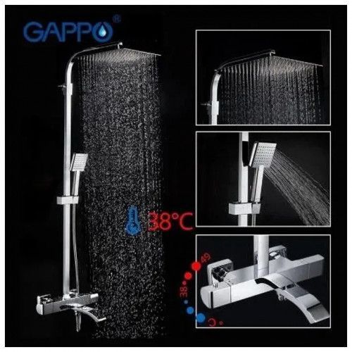 Душова система з термостатом GAPPO G2407-40, вилив - перемикач на лійку, хром