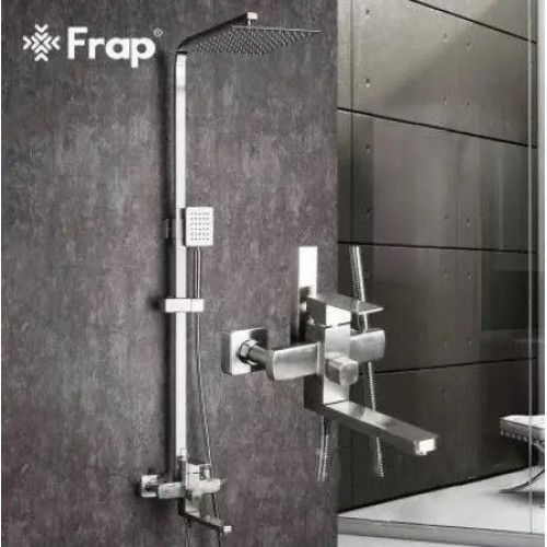Душева система Frap F24802, поворотний вилив - перемикач на лійку, 1 режим, нержавіюча сталь