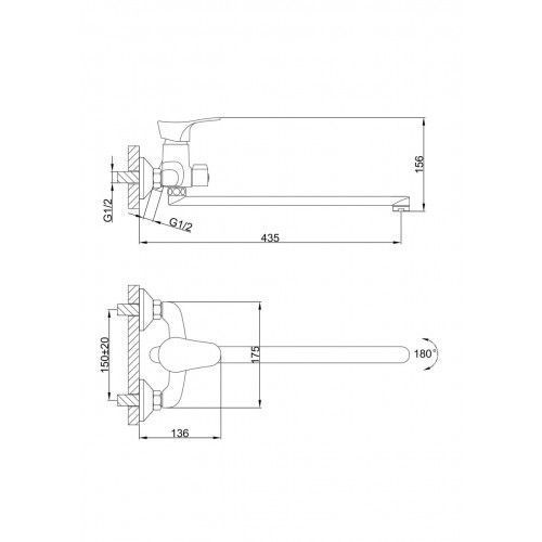 Змішувач для ванни Frap H14 F2214-B, хром