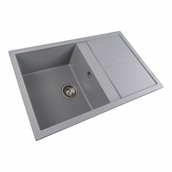 Гранітна мийка для кухні Platinum 7950 Selena матова Сірий металік