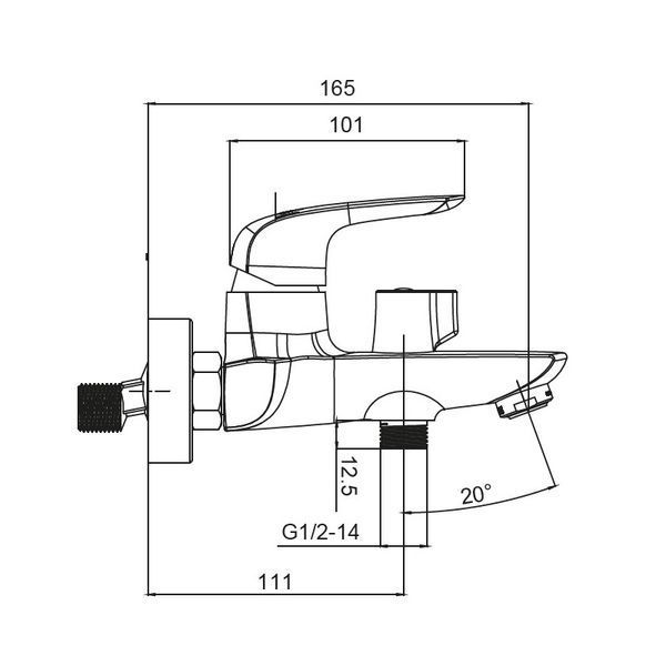 Змішувач для ванни з коротким виливом KOER KB-40008-05 Чорний (KR3473)