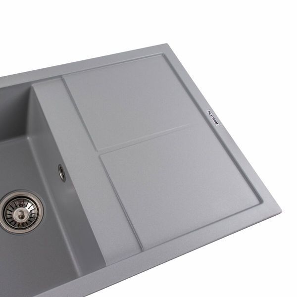 Гранітна мийка для кухні Platinum 7950 Selena матова Сірий металік