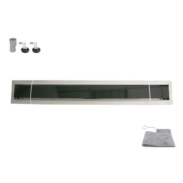 Трап душовий OCEAN-(4) із нержавіючої сталі 70*700мм Glass Black