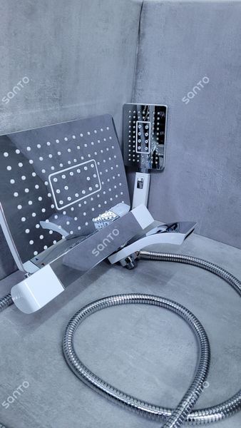 Душова система з термостатом GAPPO G2407-50, вилив - перемикач на лійку, білий/хром