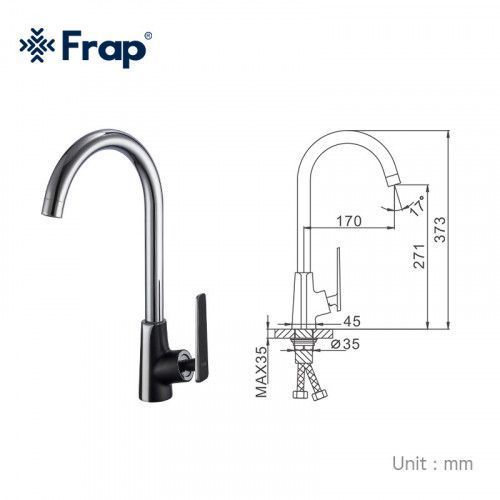 Змішувач для кухні Frap H57 F4057, чорний/хром