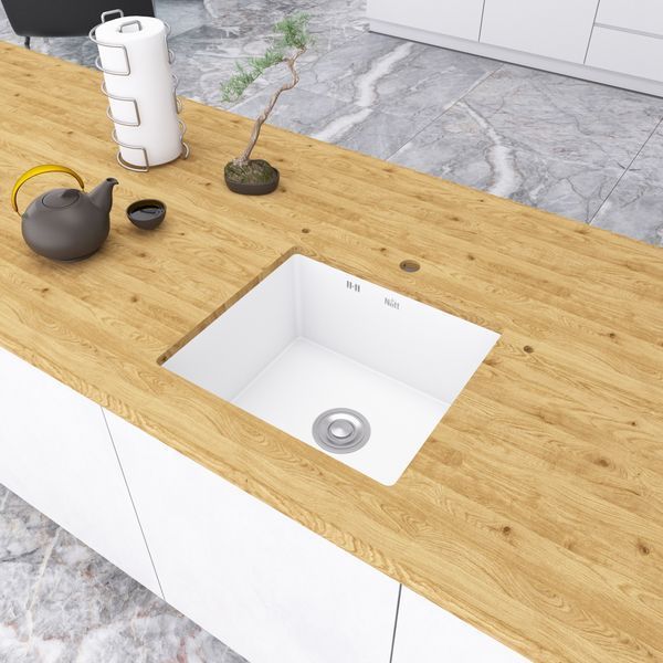 Біла кухонна мийка під стільницю 1.5 мм з нержавіючої сталі Nett NW-5045
