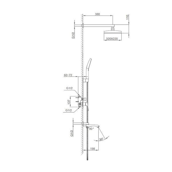 F7176-9 душ. система вбуд. 3х функц. одноваж. лат. &Oslash;35 (гангрей) {4/1}