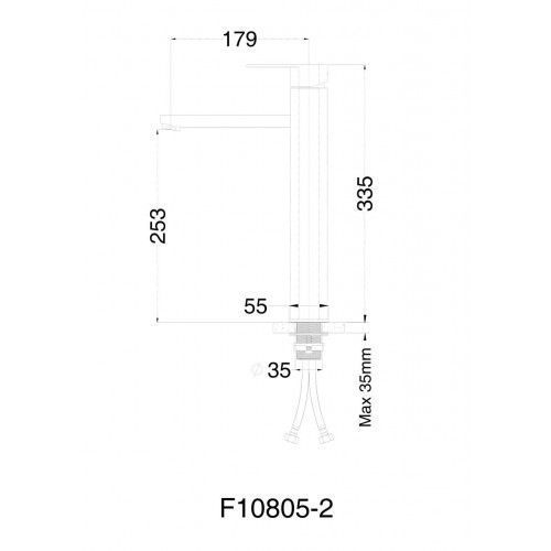 Змішувач для умивальника Frap H805 F10805-2 високий, нержавіюча сталь