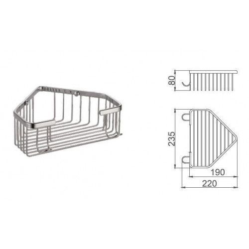 Полиця кутова Frap F351, 240х80 мм, нержавіюча сталь, хром