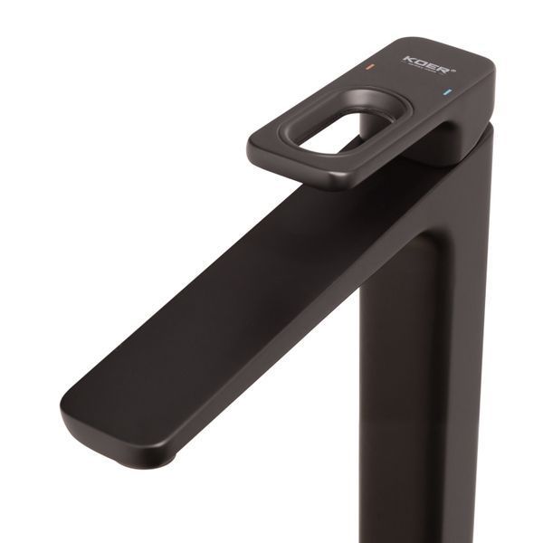 Змішувач для умивальника високий Koer KB-11031-05 Чорний матовий (KR5434)