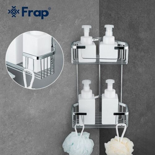 Полиця кутова Frap F351-1, 2-х ярусна, 240х320 мм, хром