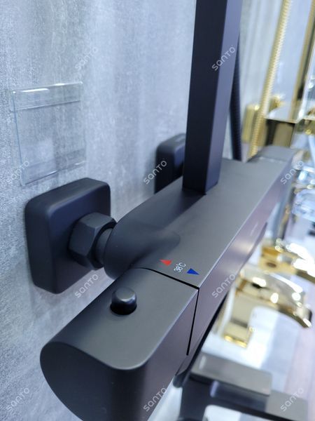 Душова система з термостатом GAPPO G2407-60 вилив - перемикач на лійку, 3-функції, чорний