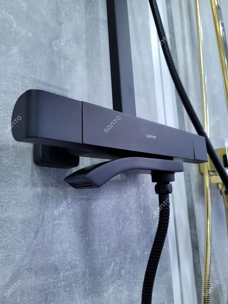 Душова система з термостатом GAPPO G2407-60 вилив - перемикач на лійку, 3-функції, чорний