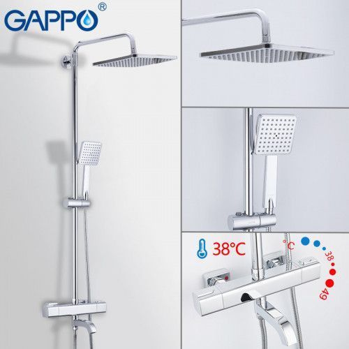 Душова система з термостатом GAPPO G2491, вилив - перемикач на лійку, хром